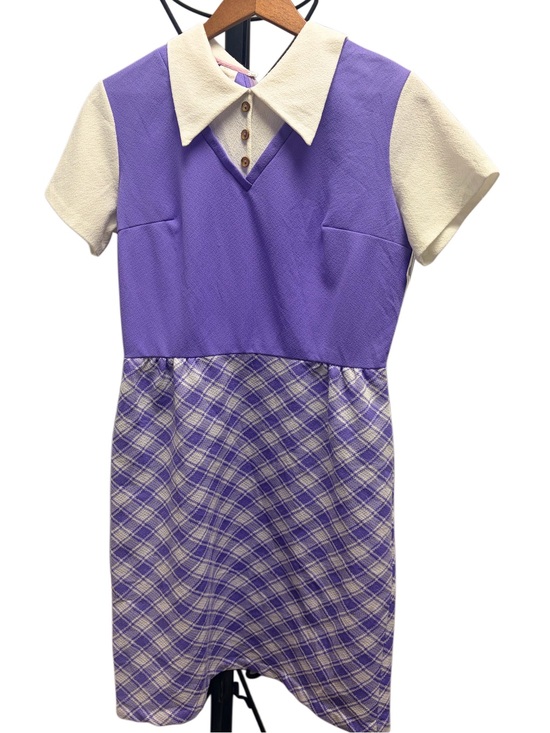 Vintage Dresses & Skirts - Vintage purple checked 60s overlay dress